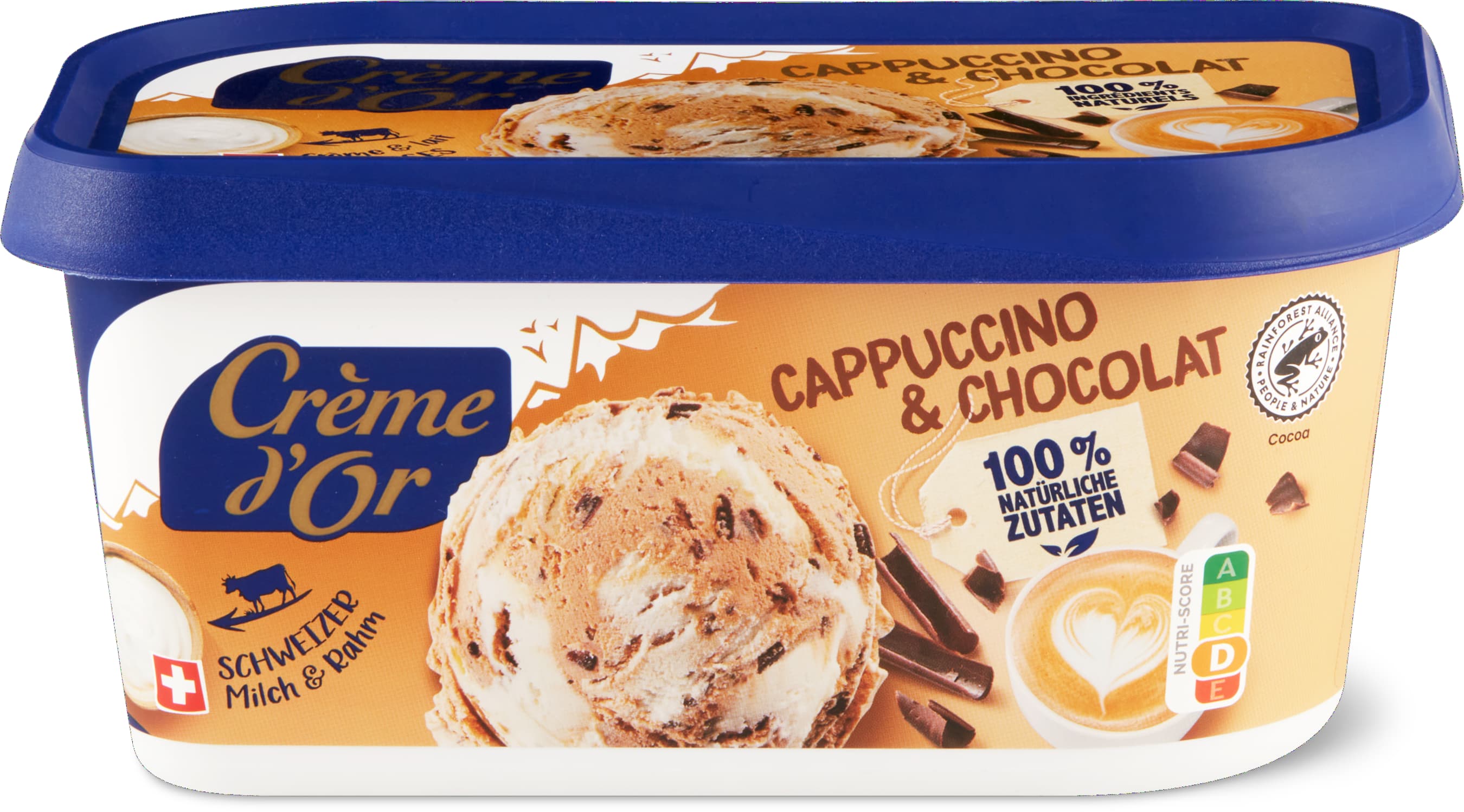 Glace en bac Cappuccino et chocolat